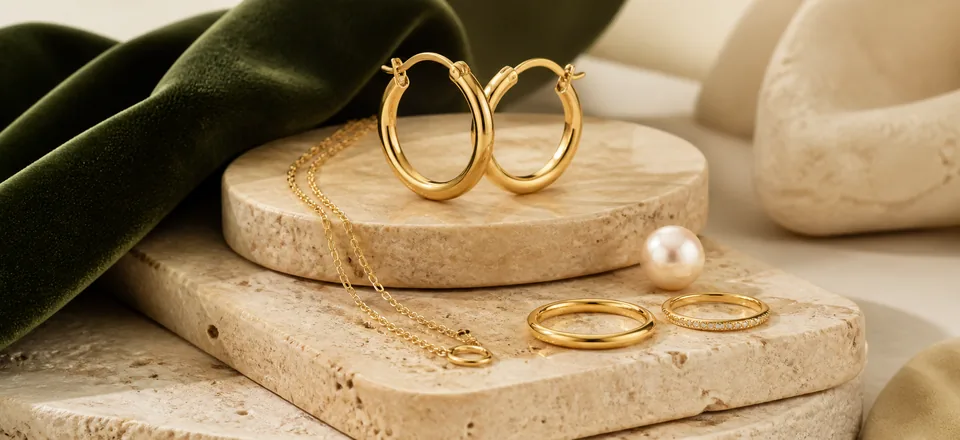 Schmuck in Nahaufnahme zur Vorbereitung von Produktseiten