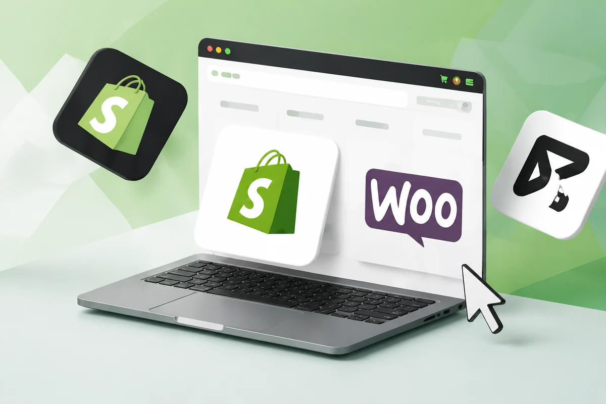 Сравнение ecommerce-платформ на экране ноутбука